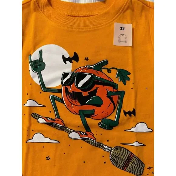 NWT Lot of 2 Old Navy Baby Yoda Halloween Pumpkin Graphic T-shirts 3T - Picture 2 of 6